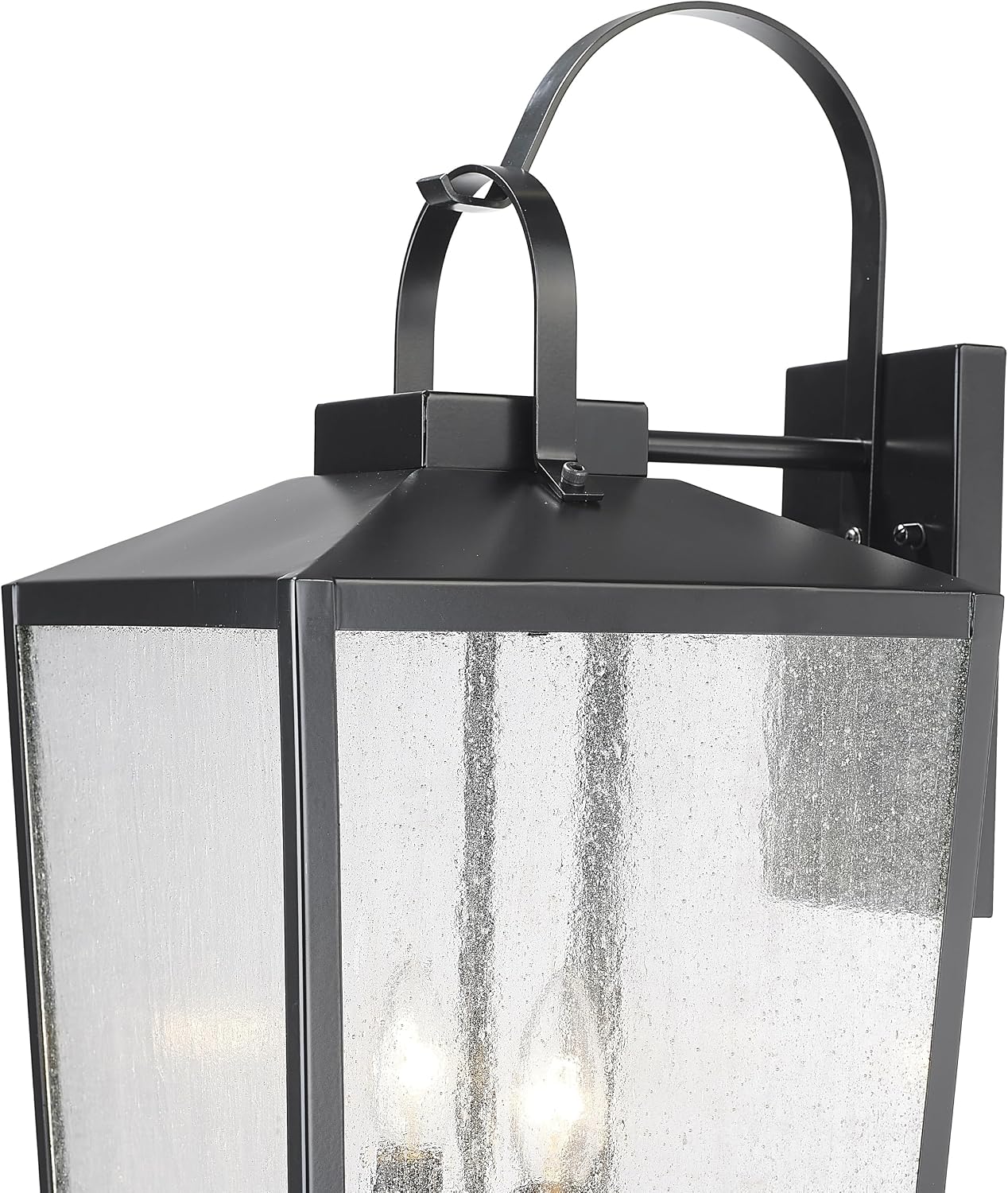 ML Lighting | Devens Collection | 42653-PBK | 22" Modern Two Bulb Outdoor Steel Large Wall Sconce | Anti-Rust Powder Coat Black with Clear Seeded Glass Shade | Exterior Ambient Light for Safety