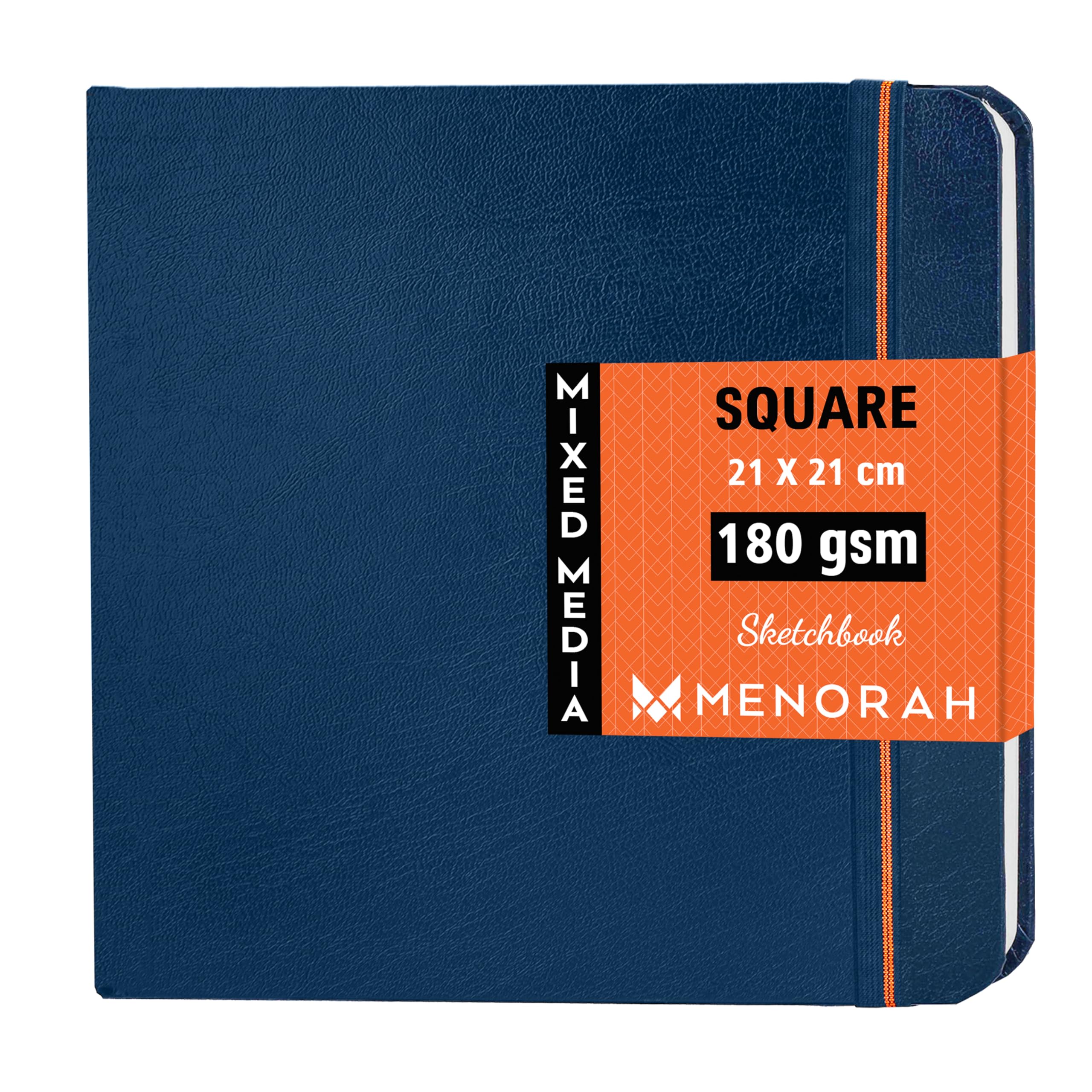 MENORAH - Artist Sketchbook - Square -180gsm - Drawing Sketch Book - 100 Pages/50 Sheets - Hard Bound Drawing Book - Dark Blue - Size (21.0 x 21.0 cm) Big- Handmade