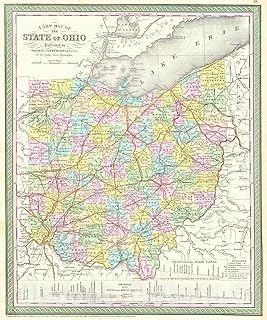 Historic Map - 1851 Map of The State of Ohio - Vintage Wall Art - 20in x 24in