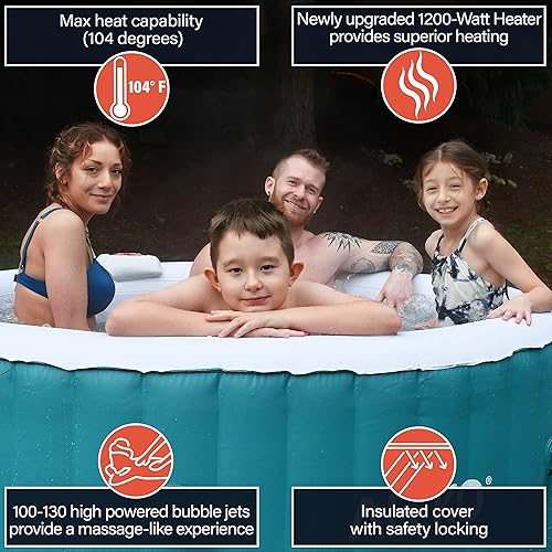 Miniatura 48 de ALEKO Spa inflable para bañera de hidromasaje Burbuja de chorro personal de alta potencia con cubierta ajustable y 3 cartuchos de filtro 265