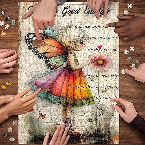 Miniatura 6 de PICKFORU - Rompecabezas de 1000 piezas con cita retro para adultos, rompecabezas religiosos cristianos de mariposa vintage, tema inspirador único