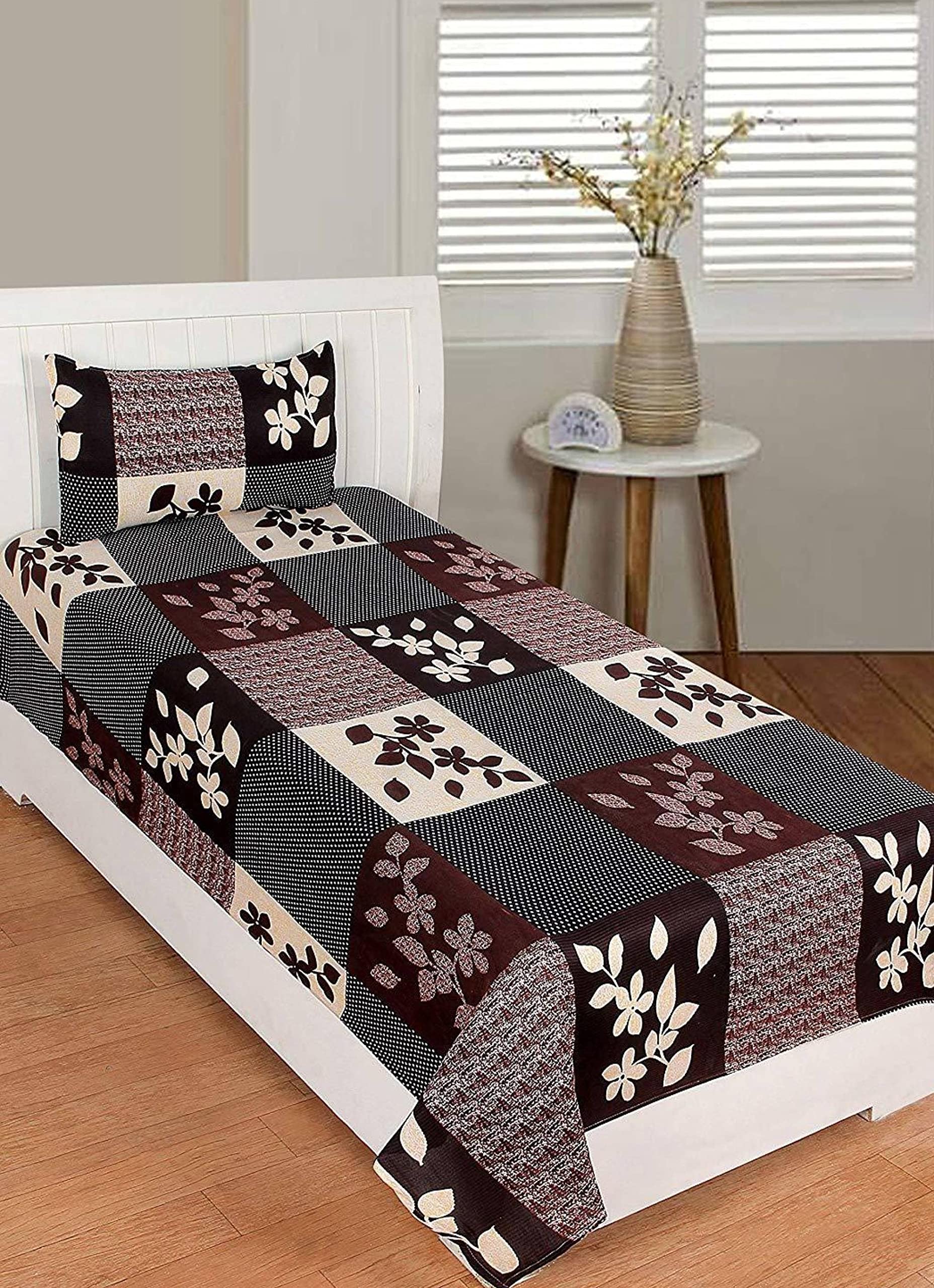COTTON VILLAS 3D Printed Microfiber 3D Brown Box Bedsheet for Single Bed with 1 Pillow Cover Microfiber and Cotton Mix Color Brown (88 X 60 inch) (B09XKJDKCD) Amazon Price History, Amazon Price Tracker