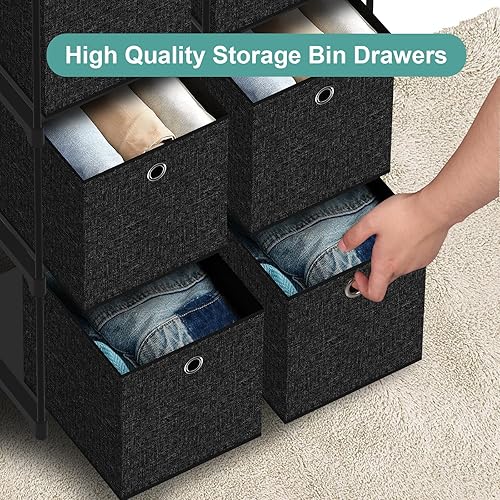 Miniatura 4 de VASICAR Cómoda pequeña de tela con 6 cajones, organizador de cubos para armario, cajón de almacenamiento, cómoda para dormitorio, sala de estar,