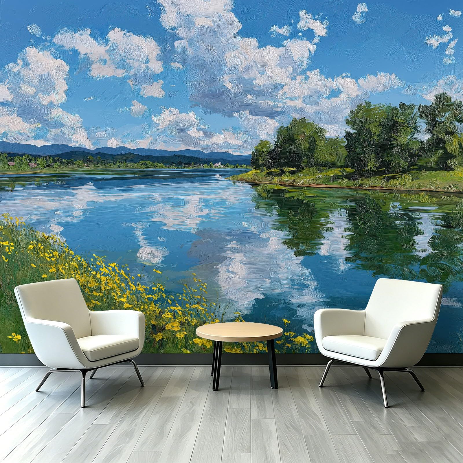 Fresque Murale Intissée Bleu pour Chambre et Bureau