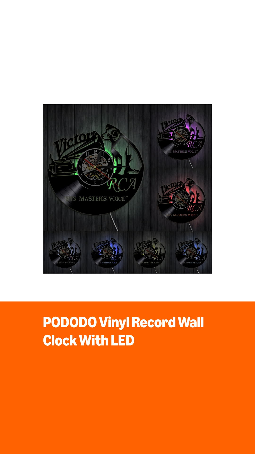 Reloj de pared musical de disco de vinilo RCA Victor Dog miniatura 7