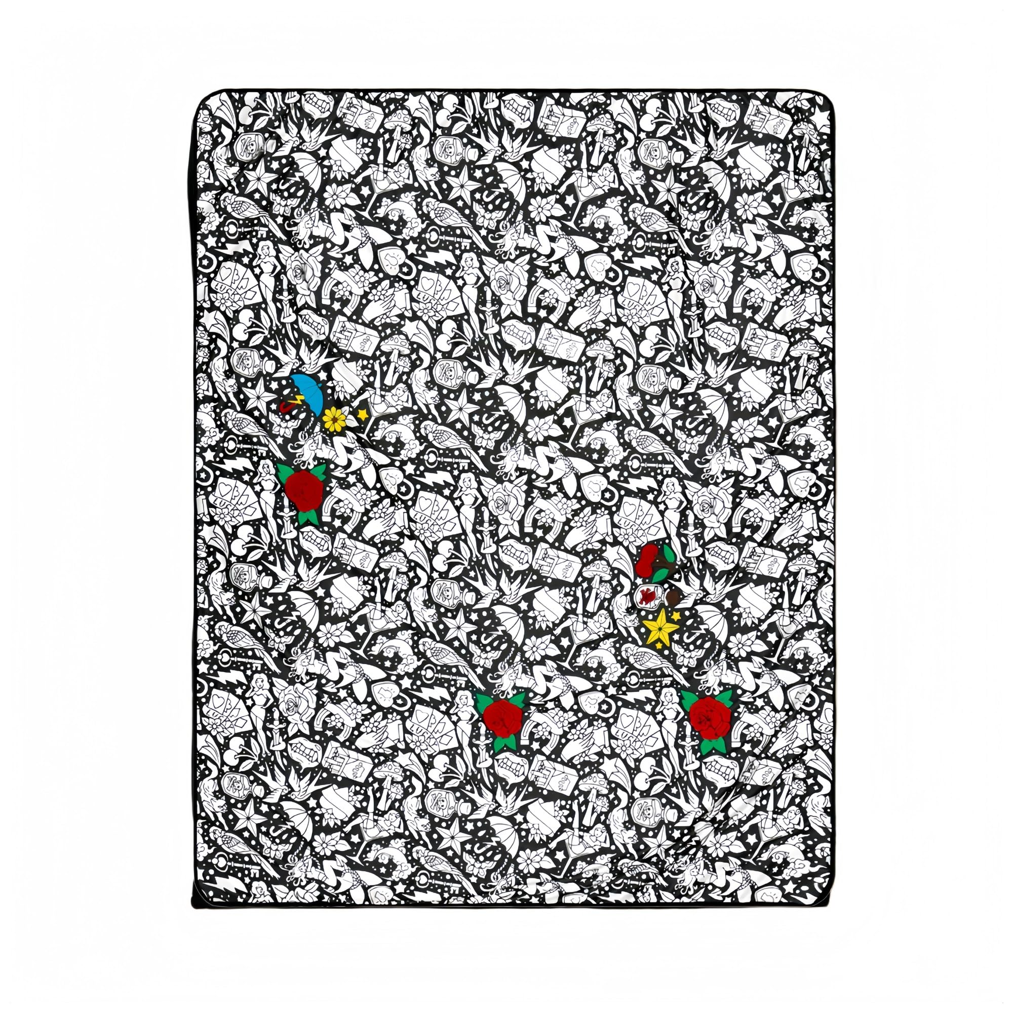 Vekoro DIY Coloring Blanket Coloring Blanket Reusable Washable Mat with 24 Markers Colorable(A)