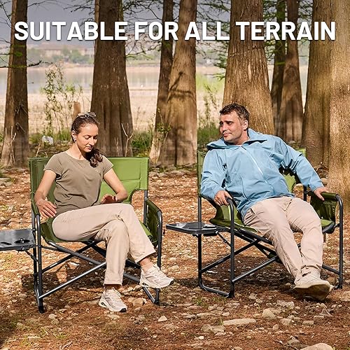 Miniatura 8 de TIMBER RIDGE XXL - Silla de director  Silla plegable resistente con mesa auxiliar, capacidad de 500 libras, asiento acolchado extra ancho para