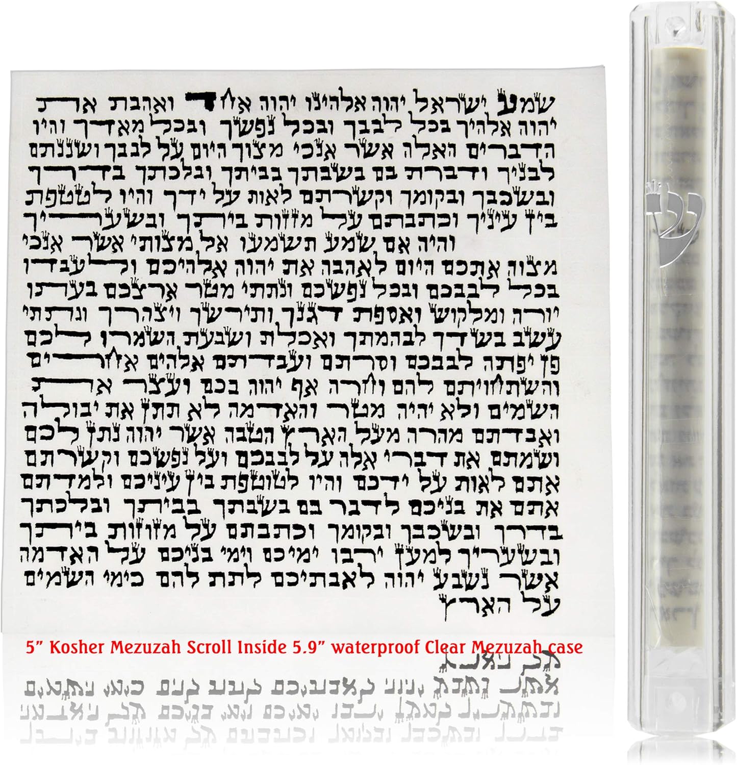 100 K0sher Mezuzah Scroll With Lucite Mezuzah Case Included 5inch