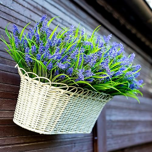 Miniatura 2 de Flores artificiales de otoño para decoración de exteriores, 20 paquetes de lavanda falsa con hierba, plantas de otoño sintéticas de plástico
