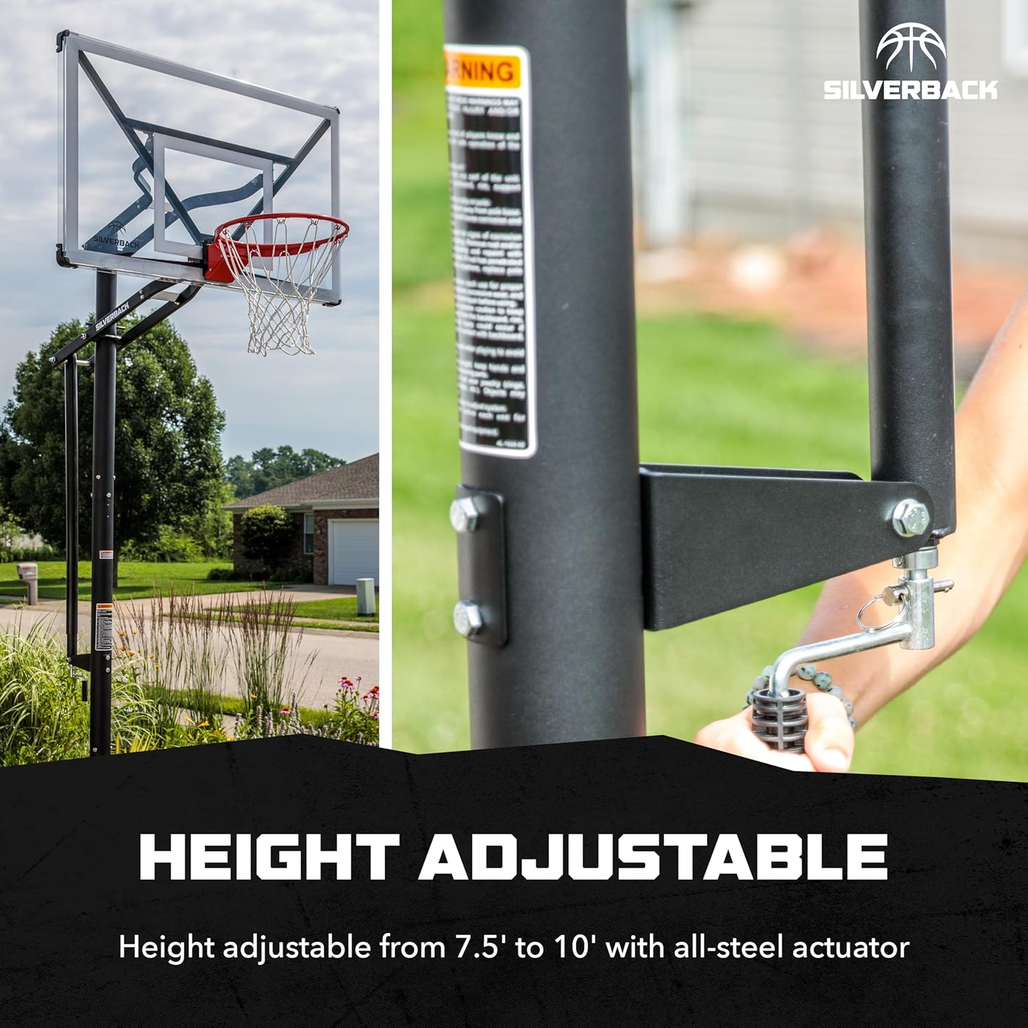 Silverback NXT 60" In-Ground Basketball Hoop with Adjustable-Height Backboard and QuickPlay Design