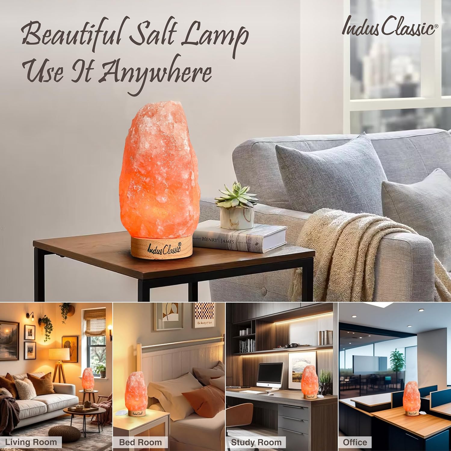 LN-02 Pack of 2 Natural Himalayan Pink Crystal Rock Salt Lamp 4~7 lbs with Dimmer Control Switch, Quality Gift Packaging