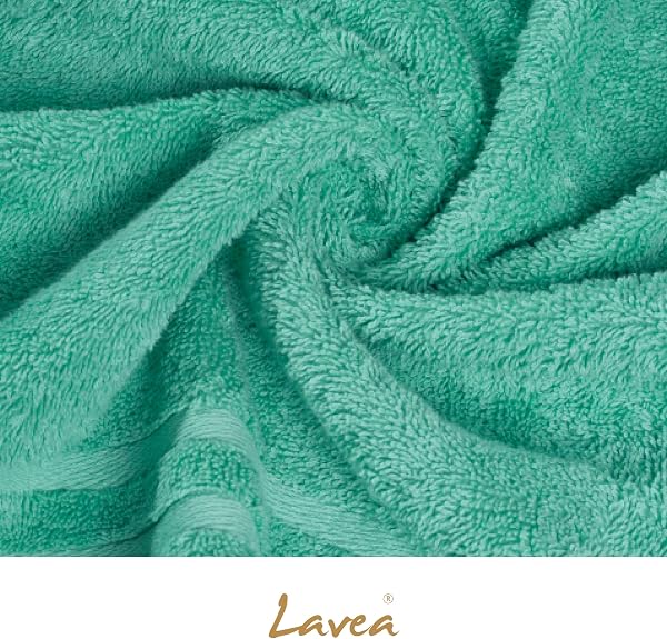 Lavea Pack of 10 15 x 21 cm 100% Cotton Terry Towelling Wash Mitts - Soft and Absorbent - Ideal for Home, Hotel, Spa, Guests and Baby - Face Towel/Towel - Turquoise - 5
