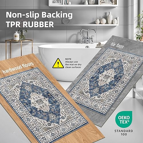 Miniatura 61 de Alfombra lavable para pasillo y de cocina, alfombra de entrada, vintage, suave para el suelo, alfombra antideslizante para interiores, para baño