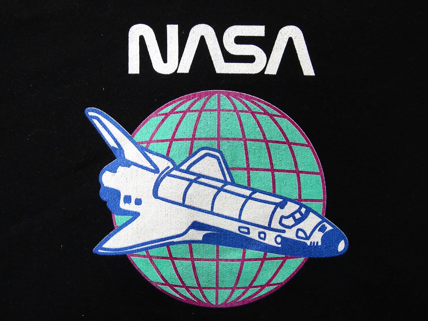 Bioworld NASA Shuttle & Grid Globe Long Sleeve Boys' Black Hooded Sweatshirt