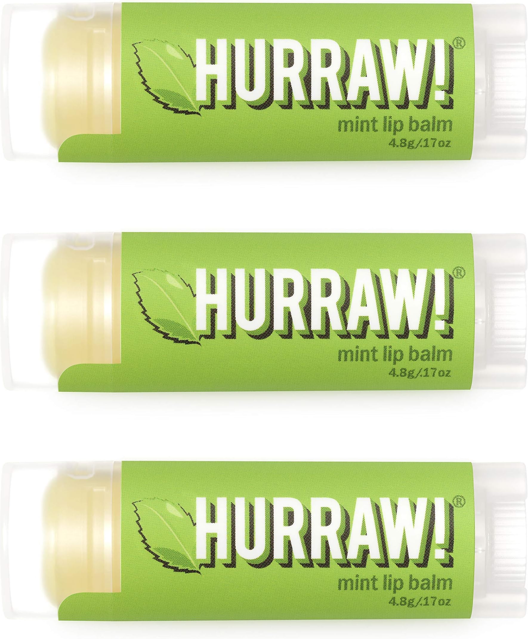 Hurraw! Mint Lip Balm, 3 Pack Organic, Certified Vegan