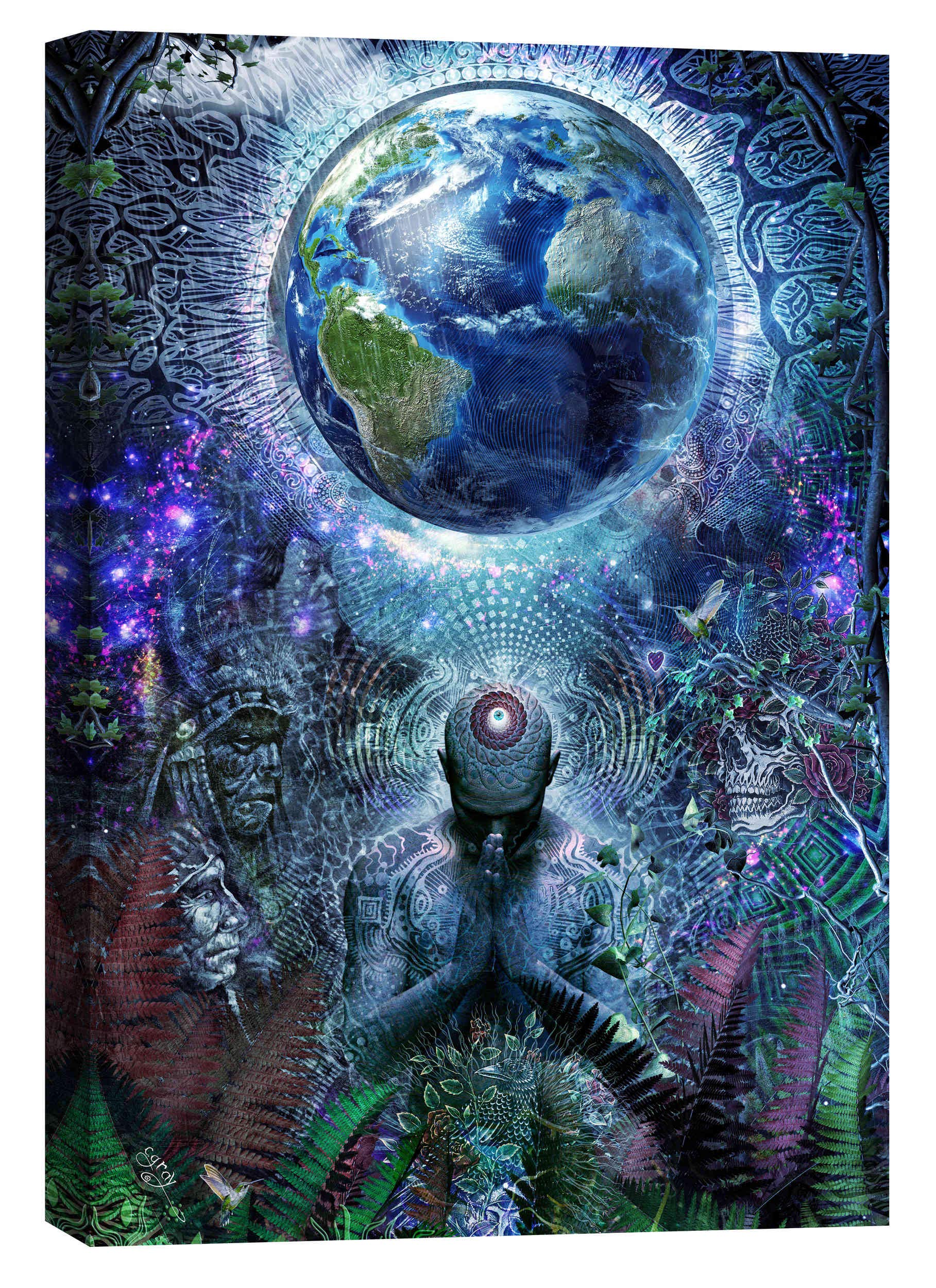 Epic Graffiti Gratitude for The Earth and Sky by Cameron Gray Giclee Canvas Wall Art, 18" x 26"