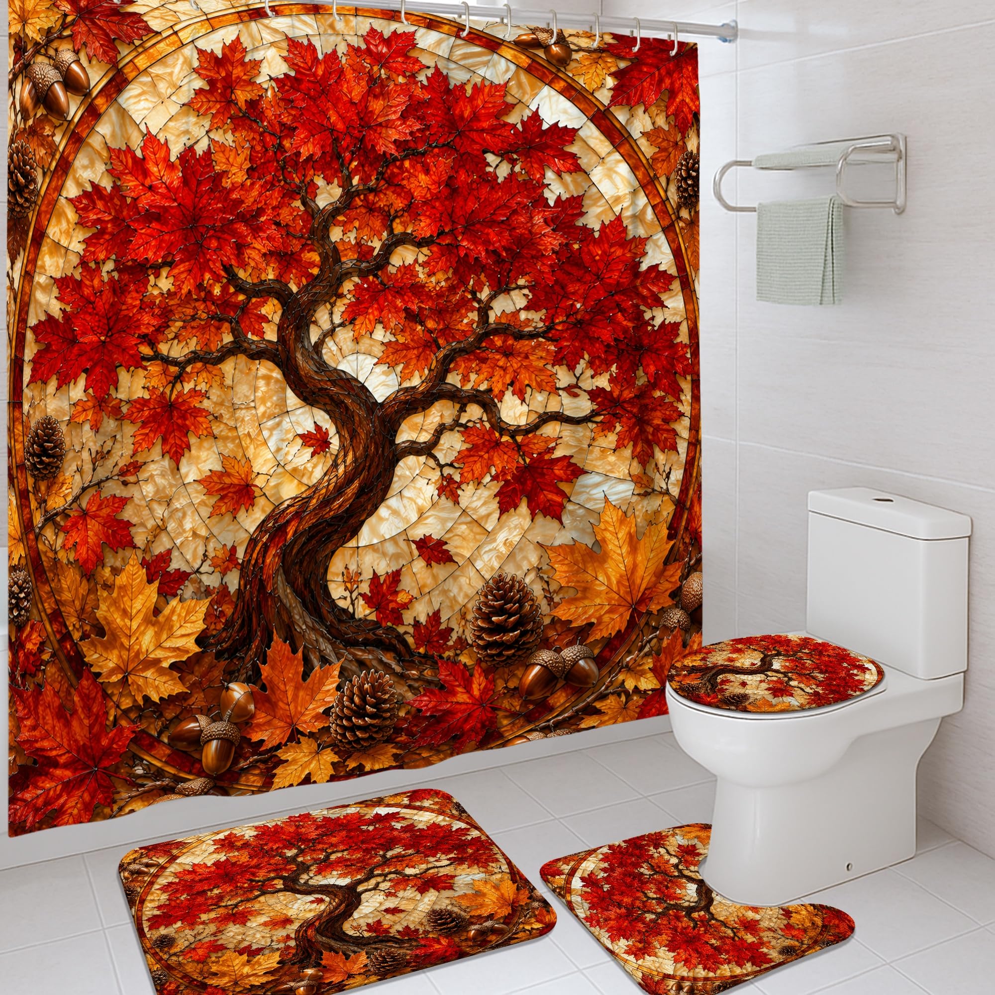 Décoration de douche feuilles d'érable pour ambiance d'hôtel rustique