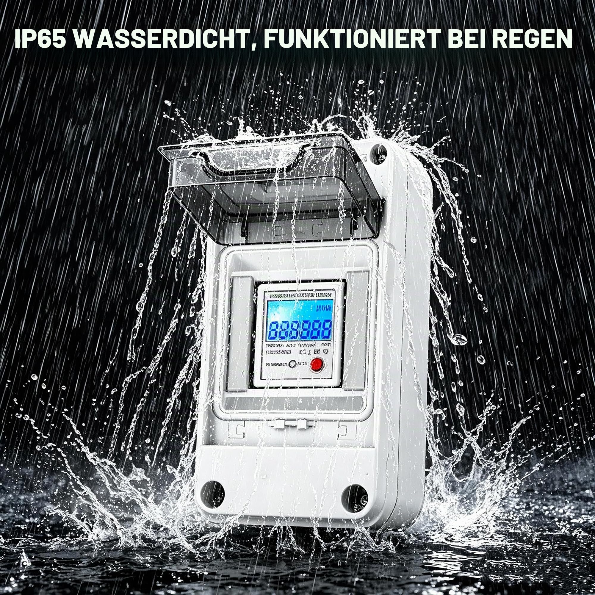 Mobiler Digitaler Stromzähler 230V mit Reset-Taste und IP65 Wasserdicht Stromzähler Steckdose für Wohnmobile, Elektrofahrzeuge und Haushalte, 1m Kabel