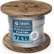 Groove Industrial 3/8 7x19 Hot Dip Galvanized Aircraft Cable Steel Wire Rope - 350 Feet