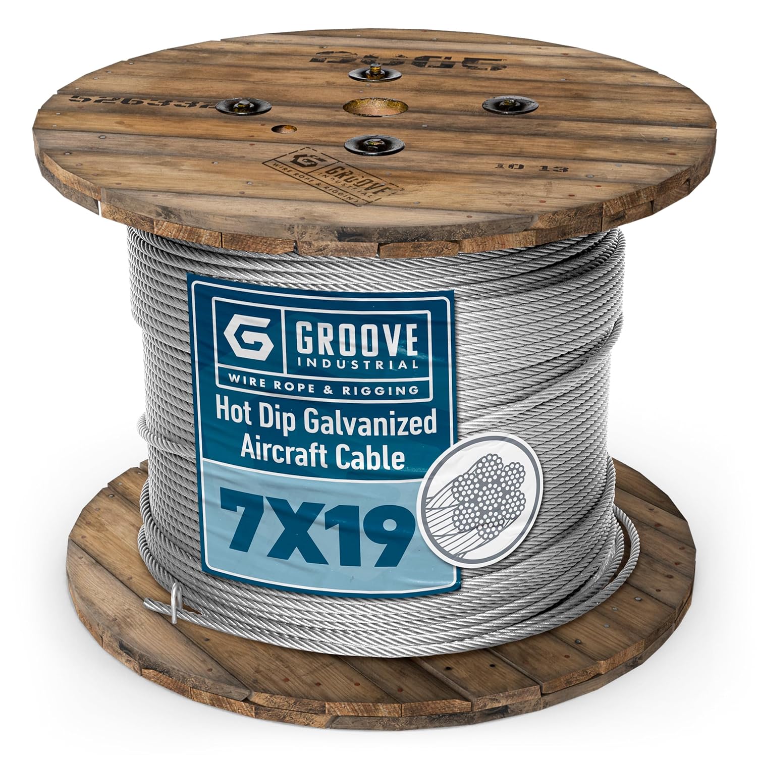 Groove Industrial 3/16’’ 7x19 Hot Dip Galvanized Aircraft Cable – Steel Wire Rope - 150 Feet
