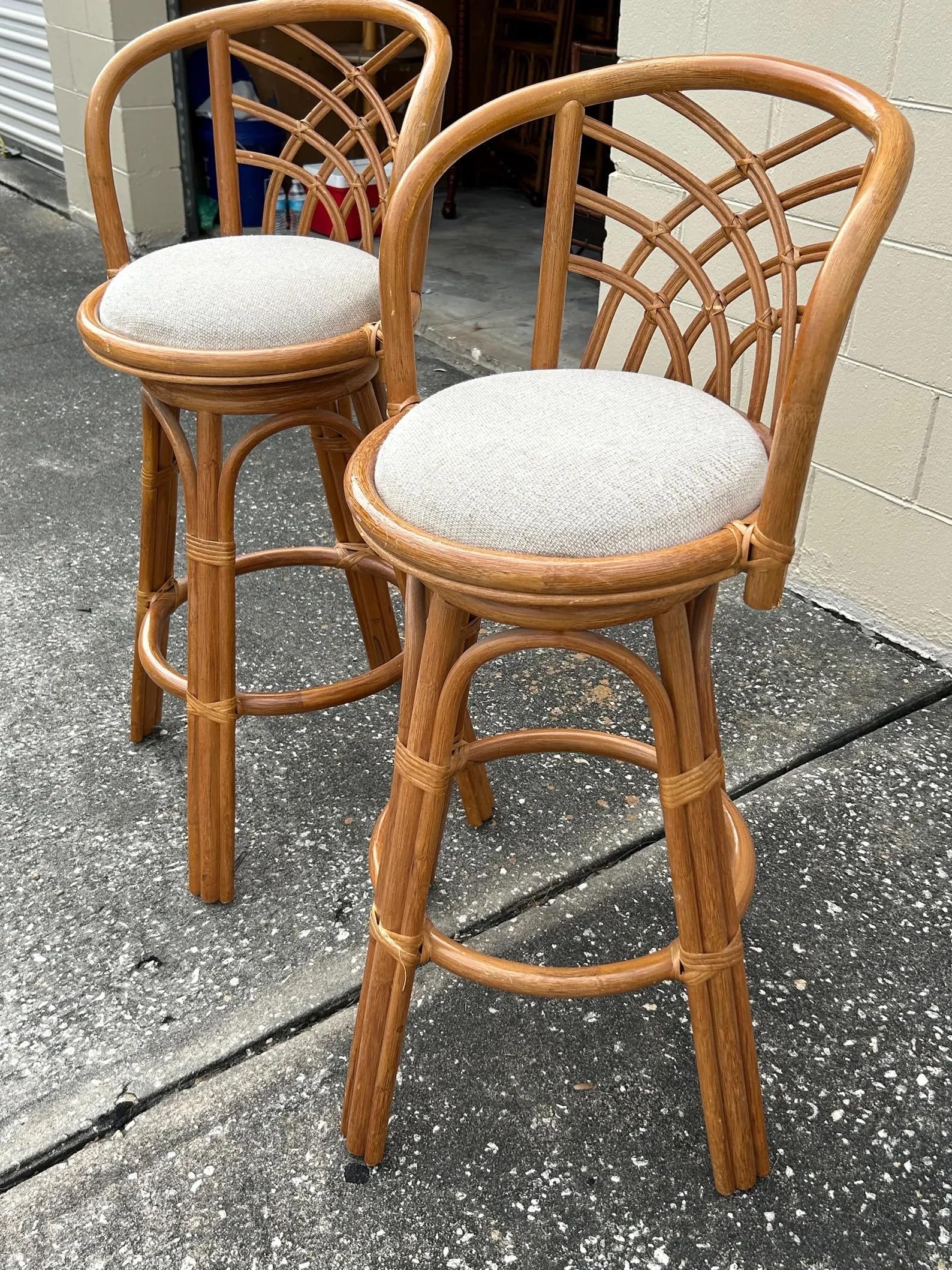 Cane Bar Stool with Backrest - Boho Chic Seating for Your Space - 100% Natural and Handmade (1 Chair with Cushion)-image-27