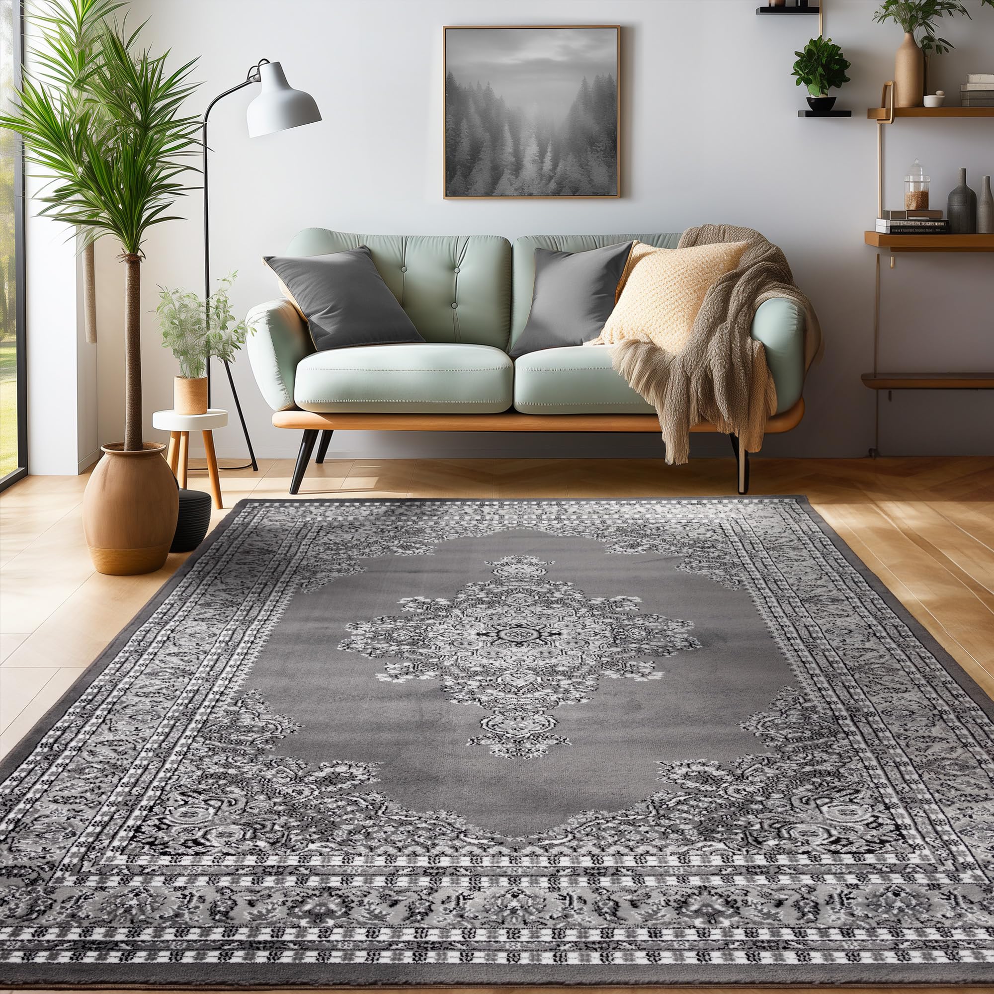 SIMPEX Orientalischer Teppich Wohnzimmer, Schlafzimmer, Esszimmer, Läufer, Flur Boho Teppich Kurzflor Weich 12 mm Carpet Orient - Verschiedene Größen Farbe: Beige