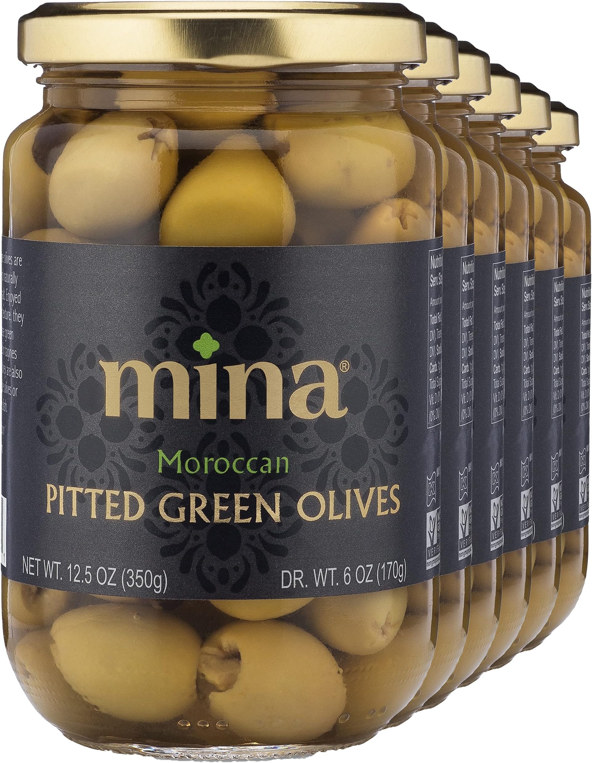 - Green Olives Pitted, 12.5 oz (Pack of 6) - Delicious Pitted Green Olives, Keto and Paleo Snack, Premium Hand Picked Olives, Naturally Cured, Gluten Free, Low Carb, Vegan, Non GMO and Kosher