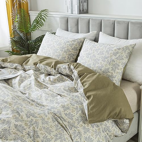 Miniatura 118 de HoneiLife - Juego de funda de edredón floral 100% algodón, 3 piezas, botánica, ropa de cama con cierre de cremallera y lazos en las esquinas