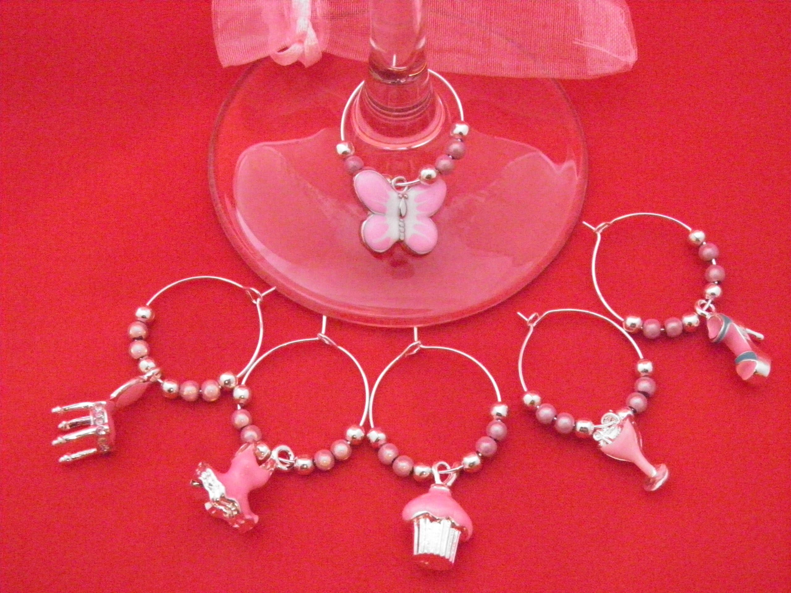 Libby's Market Place Set 6 Ciondoli Per Bicchiere Da Vino A Forma Di Calice - Regalo Per Amanti Del Vino - 2