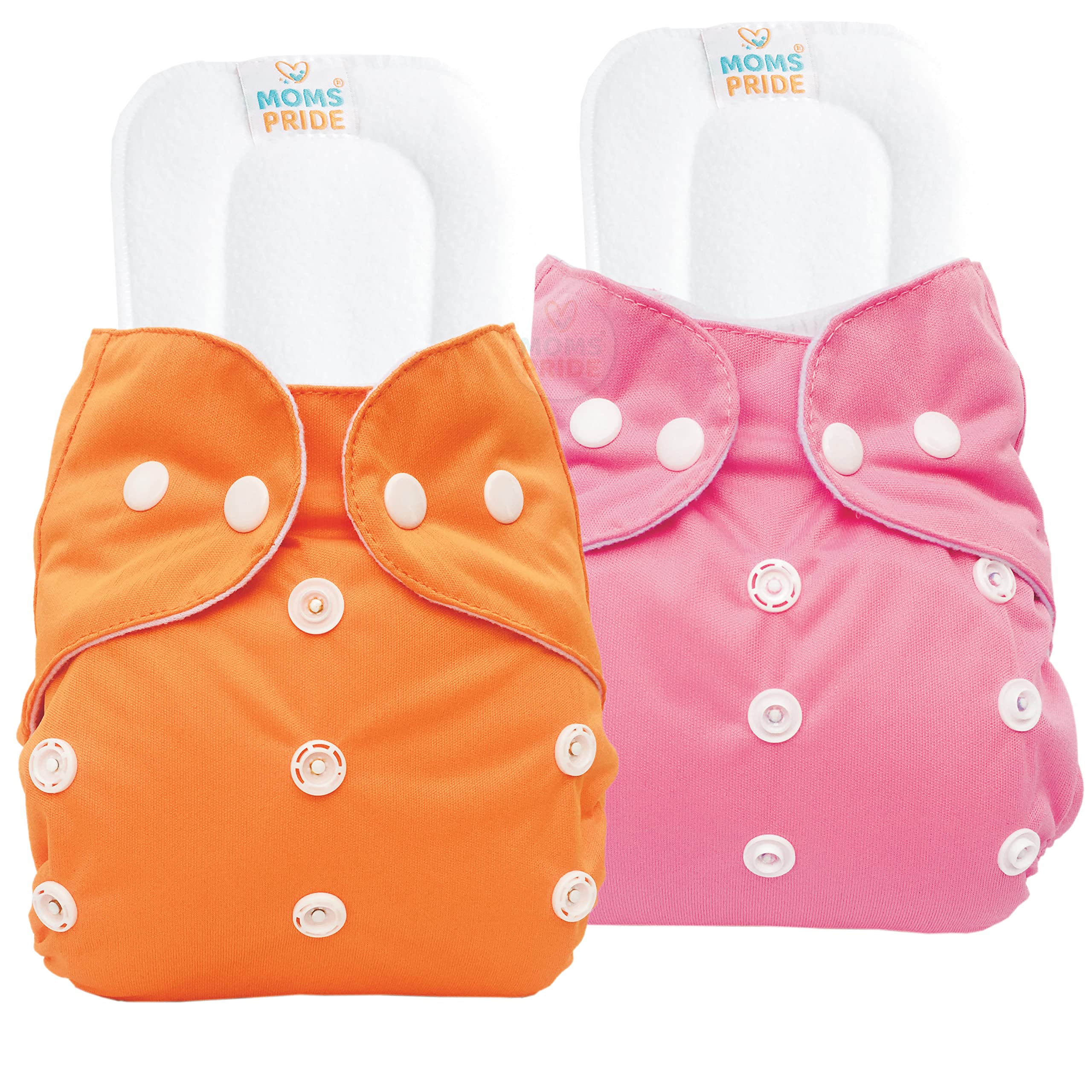 MOM'S PRIDE® Baby Pocket Cloth Diapers Reusable Cloth Diapers, Washable, Adjustable Cloth Diapers One Size Adjustable Reusable New Baby Cloth Diapers Washable 0-2 years (Pink-Orange Cloth Diaper with 2 Insert Pads)-image-32