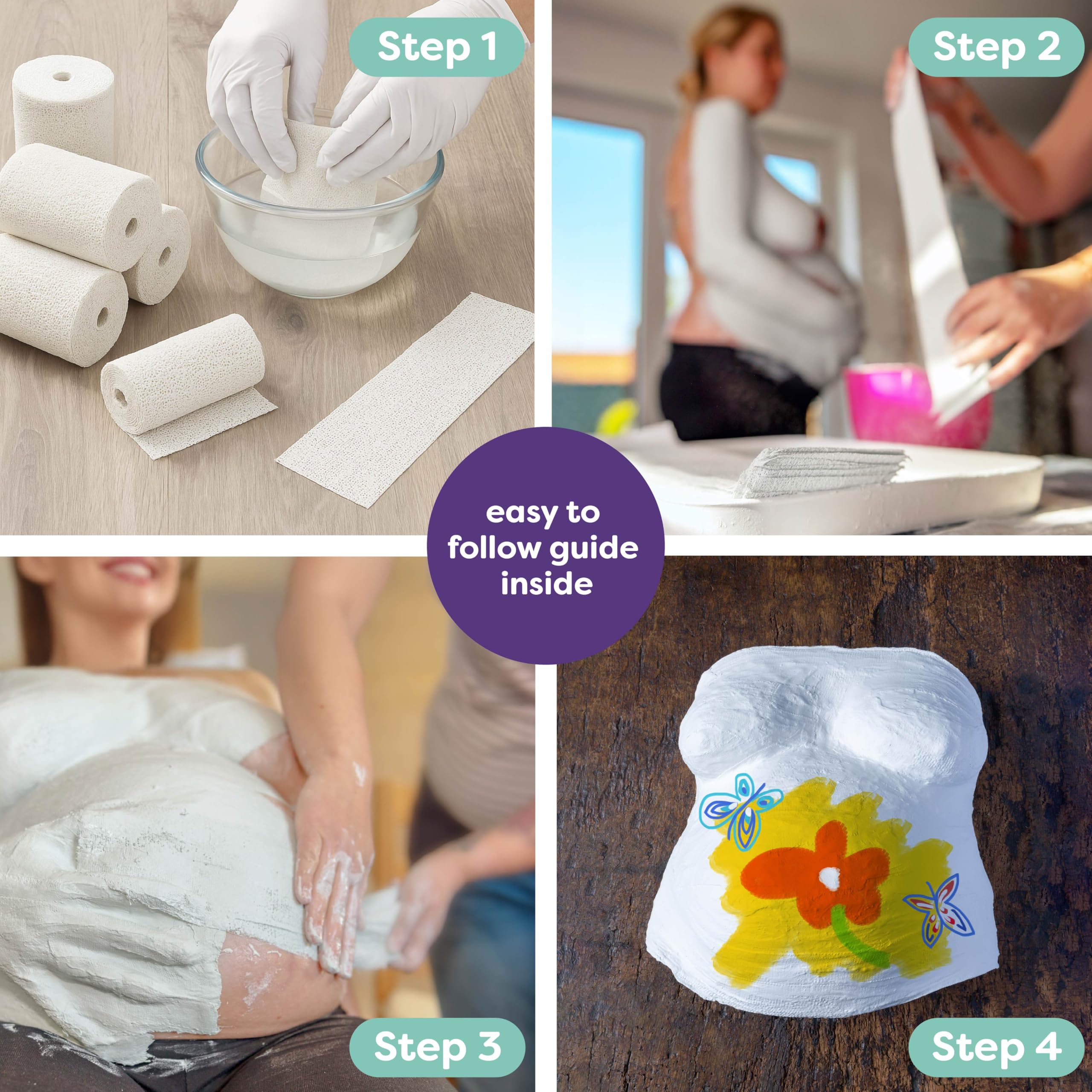 chuckle Kit Complet Moulage Ventre Femme Enceinte en Plâtre | souvenir de grossesse, coffret cadeau future maman, idée baby shower, empreinte 3D à peindre et décorer