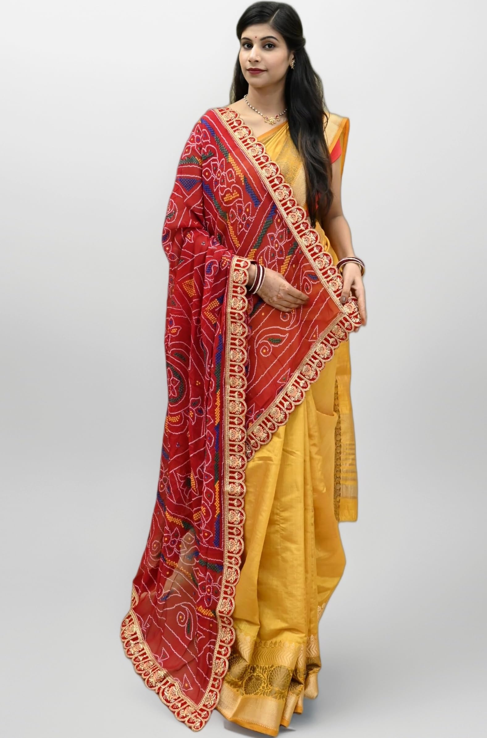 Beautifull Rajasthani Marwari Pure Georget Bandhani Odhna