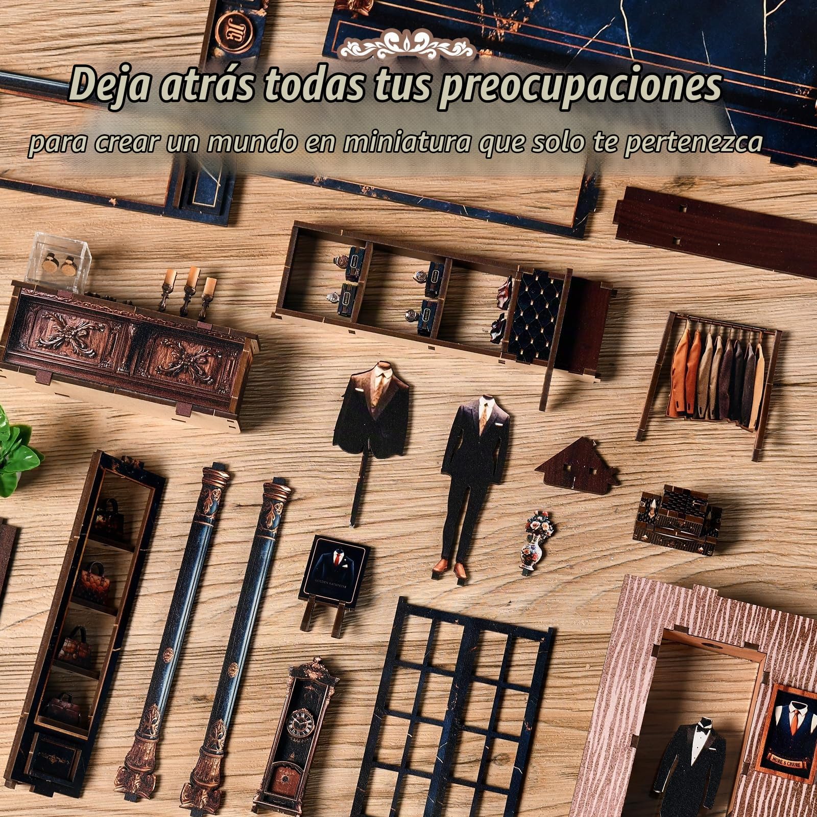 Book Nook Kit,Golden Section Line"Estilo retro de lujo",Kit de casa en Miniatura,puzzle de madera 3D con LED,kit de manualidades para niños y Adultos,Decoración Hogareña y Regalo Original