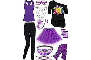 24-Piece Halloween Women's 80s Costume Accessories Set: Embody the Spirit of the 80s Era!