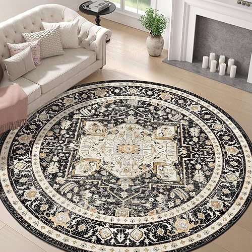 Miniatura 20 de MUJOO Alfombra Pequeña Negra Lavable, Alfombras Boho para Baño, Entrada, Dormitorio, Tapete de Puerta Delantera de Felpa Suave, Vintage Negro y