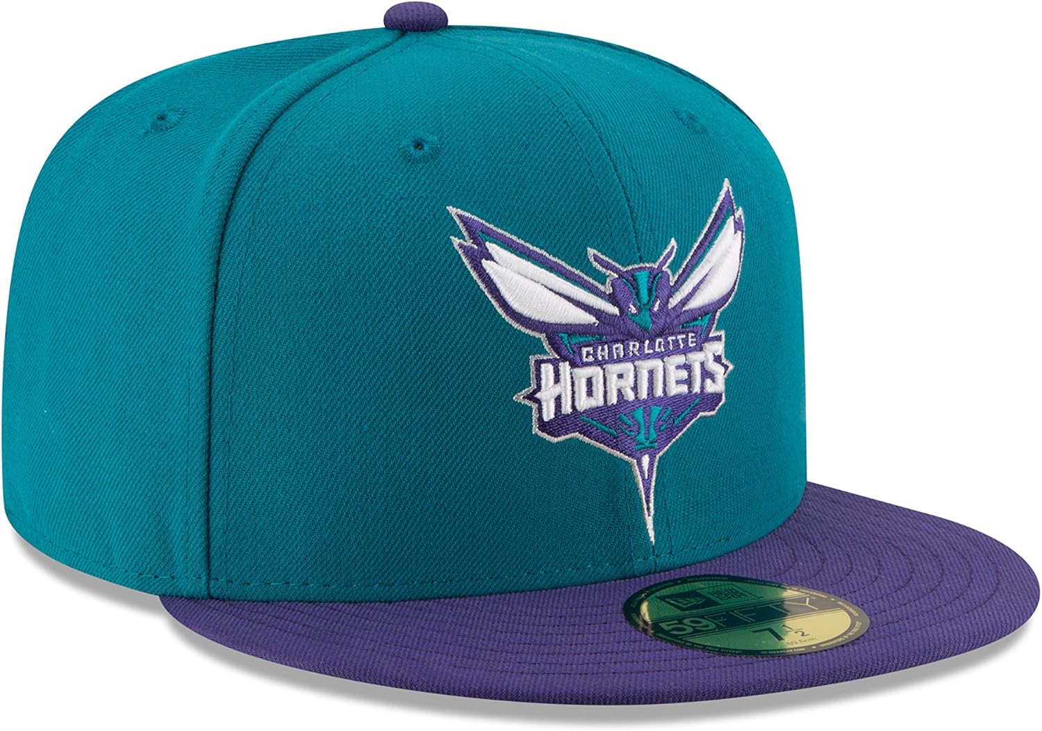 New Era NBA Charlotte Hornets Men's 2-Tone 59FIFTY Fitted Cap, 6.875, Teal