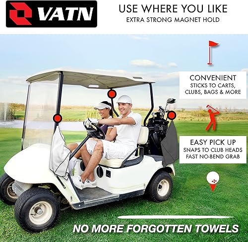Miniatura 3 de Toalla magnética, 20 pulgadas, toalla de golf de microfibra de palma negra, gofre, fuerte imán para sujetar a carritos de golf o palos (palma -