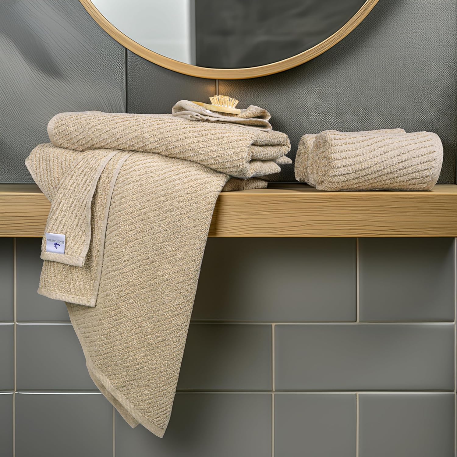 Tens Towels Pack of 6 Zero Twist Towels Set, 2 Bath, 2 Hand, 2 Waschloths, 100% Cotton, Light Weight, Extra Absorbent, Exceptional Softness, Perfect for Bathroom (Beige)