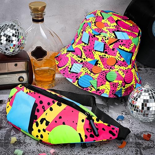 Miniatura 7 de JenPen Juego de 2 sombreros tipo cangurera de los años 80 y 90 para hombres y mujeres, accesorios retro para fiestas deportivas de verano