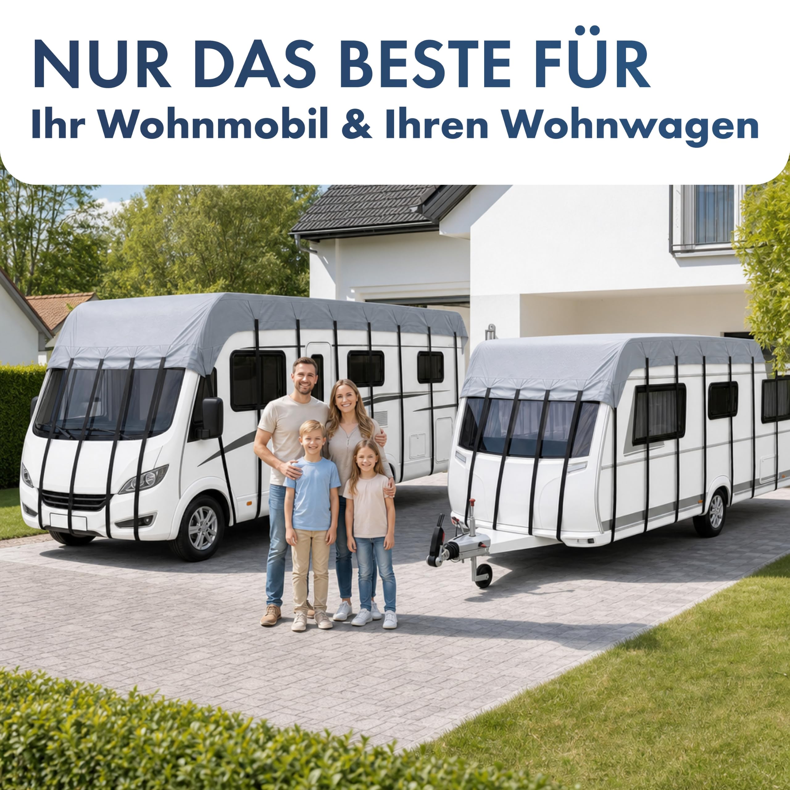 WALSER Plandeka dachowa do przyczep kempingowych i kamperów, 100% wodoszczelna i odporna na promieniowanie UV, 750 x 300 cm, odporna na warunki atmosferyczne, plandeka ochronna do kamperów, szara