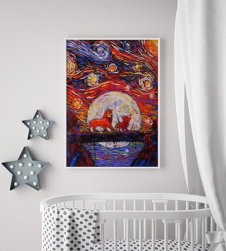 Vista 7 de Uhomate Póster de The Lion and Son de Vincent Van Gogh, póster de noche estrellada para el hogar, lienzo para decoración de pared, cuarto de bebé
