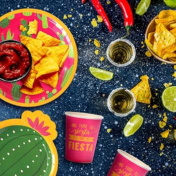 Final Fiesta Bachelorette Party Plate Set I Fiesta Party Decorations I Includes 16 Fiesta party plates, cactus side plates, napkins and paper cups