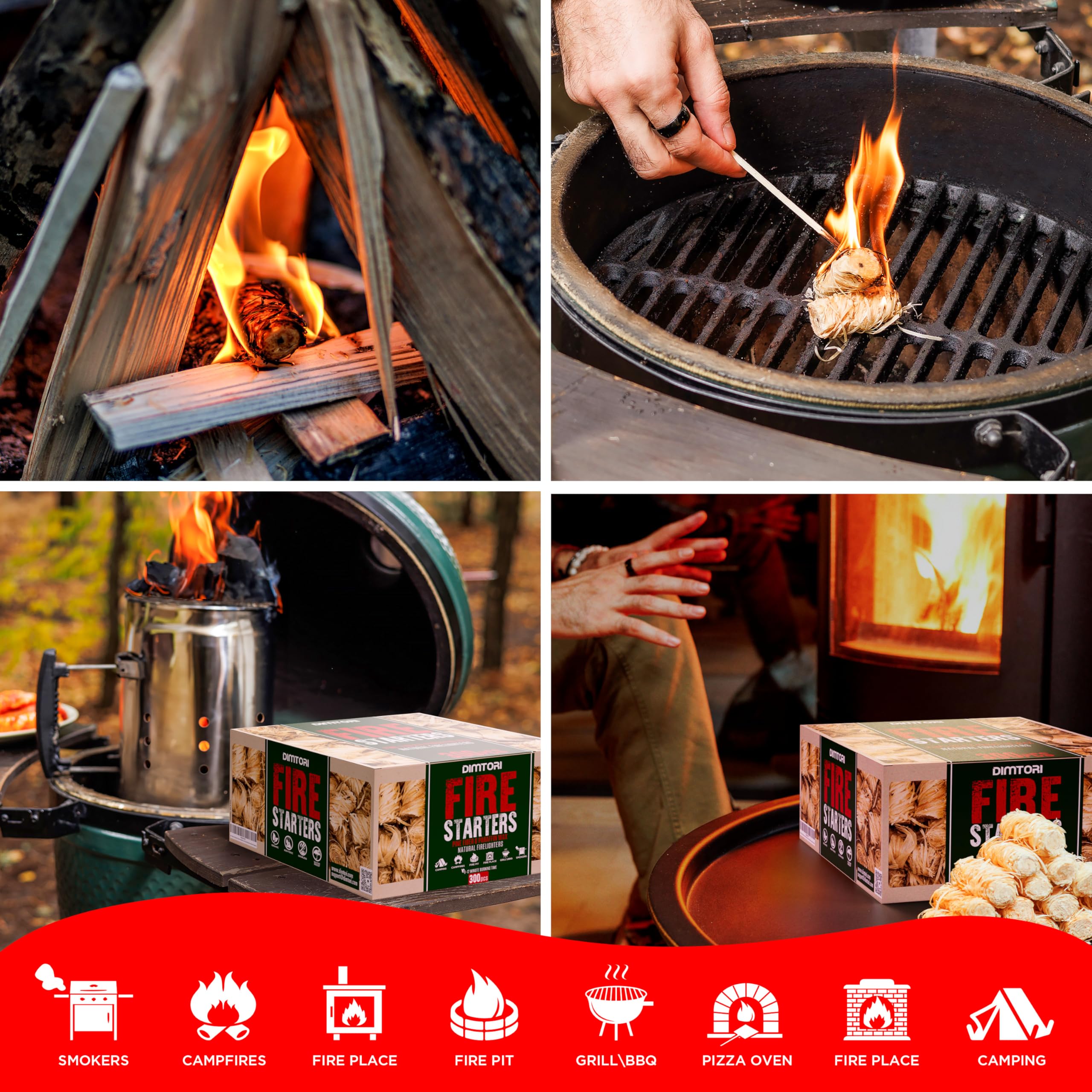 Natürlicher Feuerstarter für Lagerfeuer, Lagerfeuer, Pizzaofen, Kamin, Smoker, Grill, Pelletofen und Brennholz - Grillfeuerstarter, Kohleanzünder
