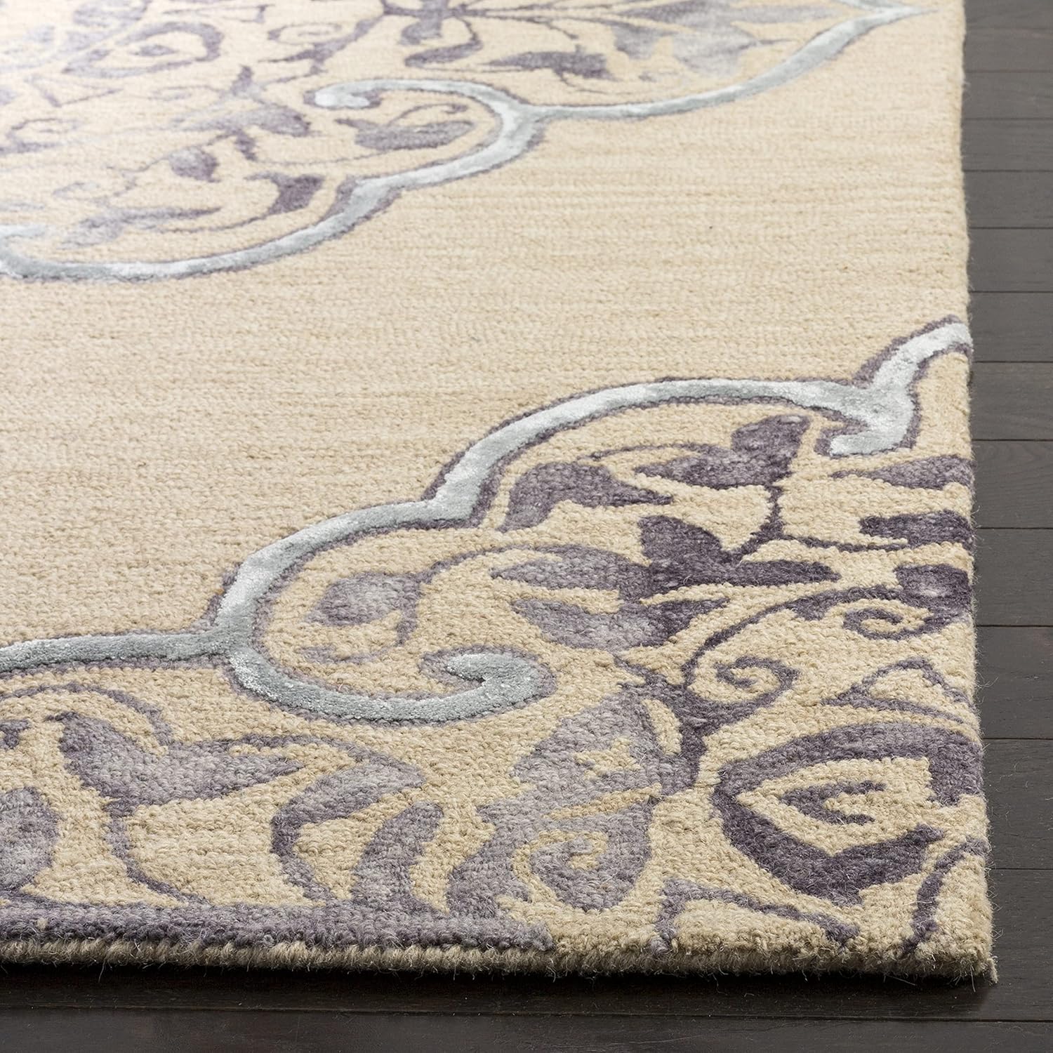 SAFAVIEH Dip Dye Collection 2' x 3' Beige/Blue DDY510A Handmade Medallion Premium Wool & Silk Accent Rug