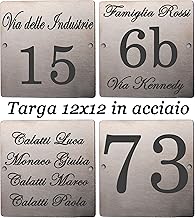 GUIZZO Creart - Stainless Steel Exterior House Number, Personalized Plaque with External House Numbers, Street/Family/Names Made in Italy, Personalized Entrance Door Sign, 12 x 12 / 15 x 15 / 20 x 20