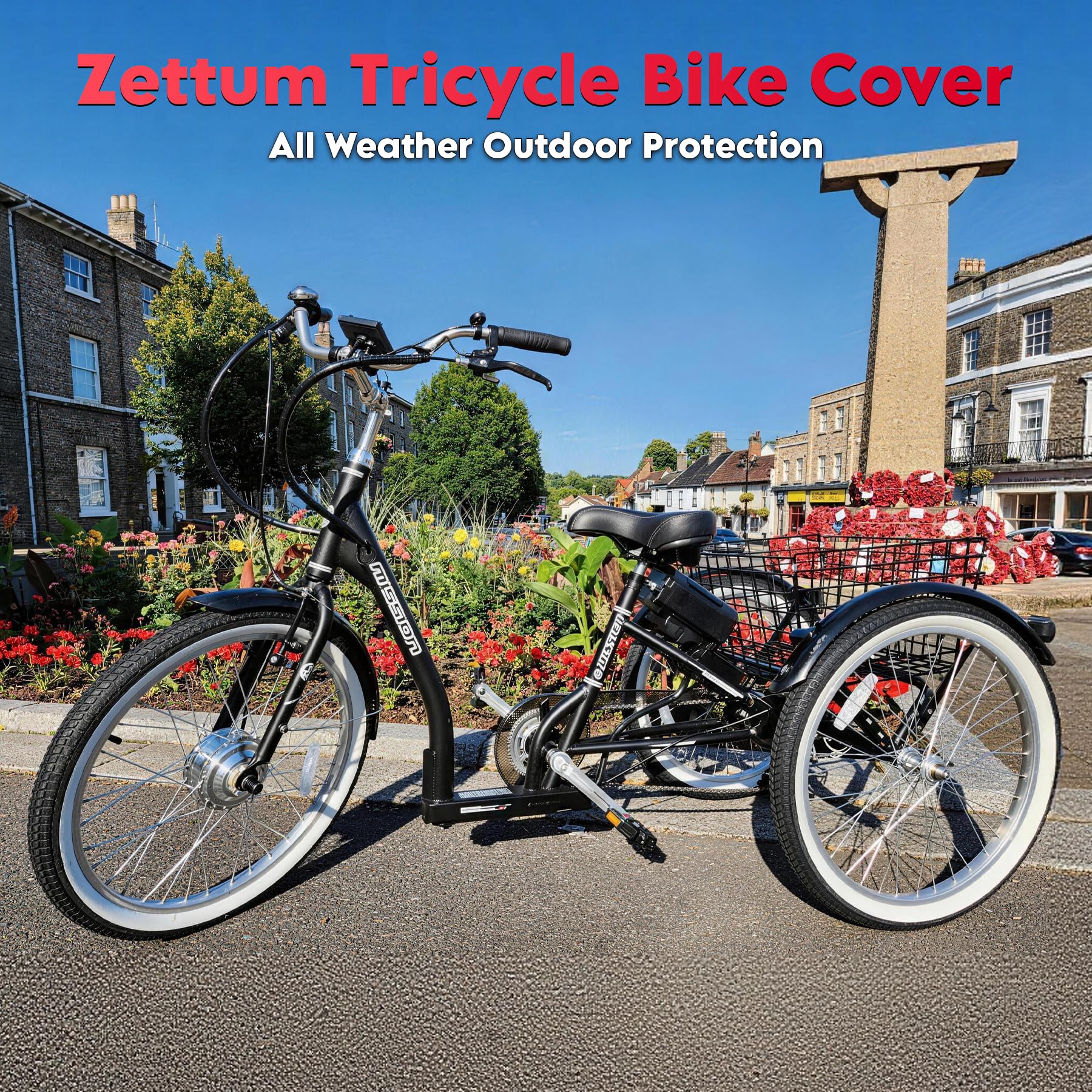 Zettum Dreirad Abdeckung 600D PU wasserdicht mit Allwetter 190×76×111 CM | Outdoor-Abdeckung für E-Dreirad und 3-Rad-Fahrrad mit Schloss, robust & ganzjährig nutzbar