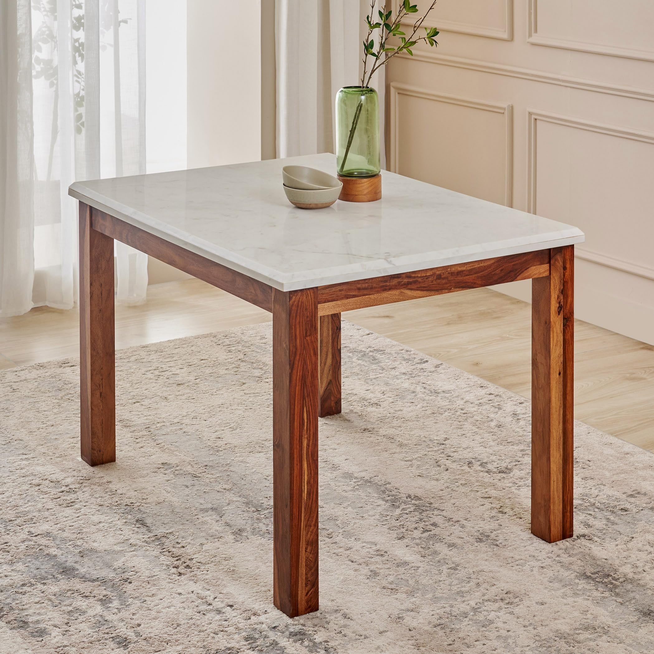 Home Centre 4 Seater Adana Sheesham Wood Dining Table | Sheesham Wood Dining Tables for Dining Room|(White) 1 Year Warranty-image-41