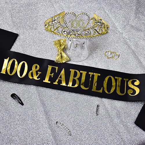 Miniatura 23 de Kit de tiara y banda de cumpleaños número 75 – '75 y fabuloso' banda negra y corona de diamantes de imitación dorados para mujer 75 cumpleaños