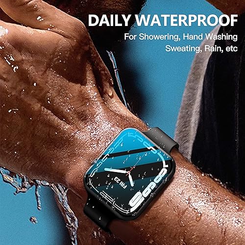 Miniatura 5 de Misxi - Juego de 2 fundas impermeables rígidas con vidrio templado compatibles con Apple Watch serie 9, 8, 7 de 41mm, funda protectora ultradelgada