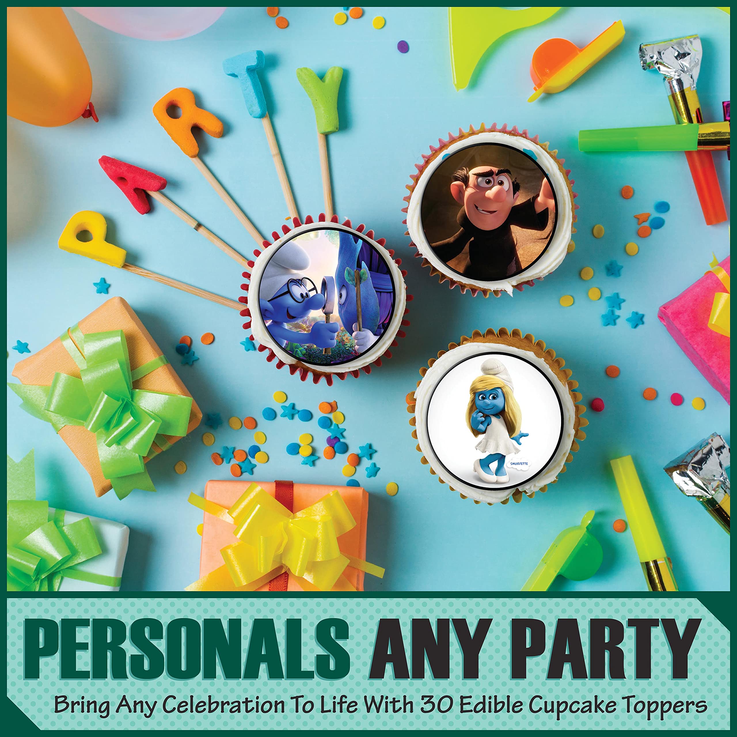 30 x Edible Cupcake Toppers Themed of Smurf Collection of Edible Cake